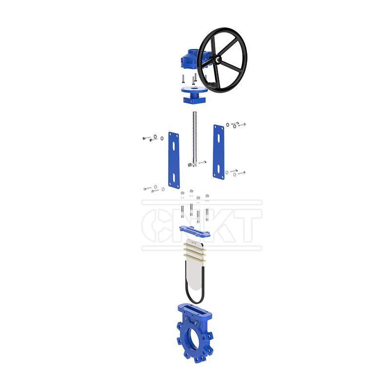 Two-way sealed plum bevel gear knife gate valve