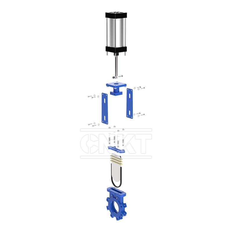 Two-way sealed quincunx pneumatic knife gate valve