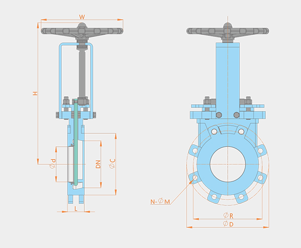 One-way sealing manual dark rod plum blossom type knife gate valve