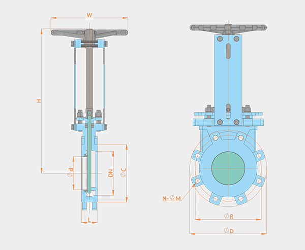 One-way sealing manual open-rod plum blossom type knife gate valve