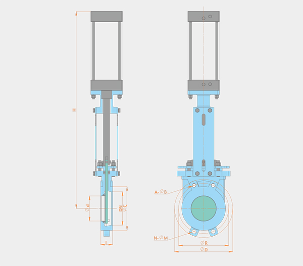 one-way sealing pneumatic wafer type knife gate valve