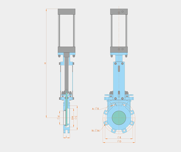 one-way sealed pneumatic plum blossom type knife gate valve