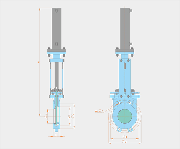 one-way sealing hydraulic pair clamp knife gate valve