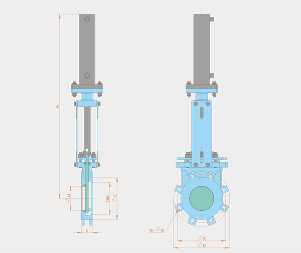 one-way sealing hydraulically operated plum blossom knife gate valve