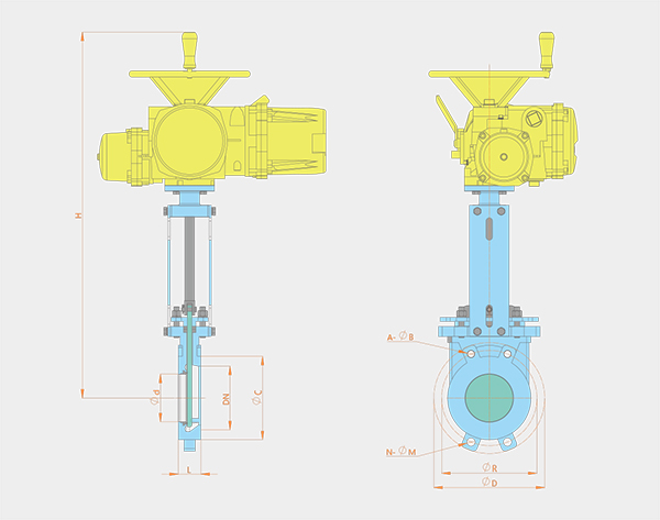 one-way sealed electric knife gate valve