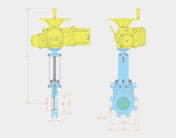 One-way sealed electric plum blossom knife gate valve