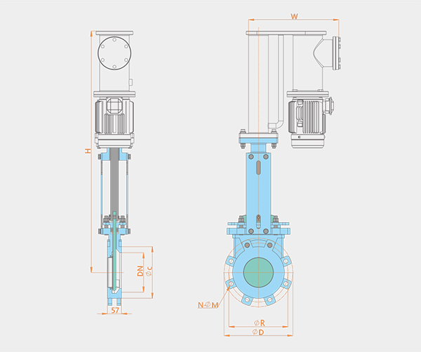 Plum blossom electro-hydraulic one-way sealing knife gate valve