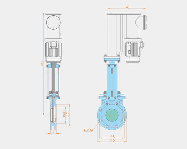 Flange electro-hydraulic one-way sealing knife gate valve