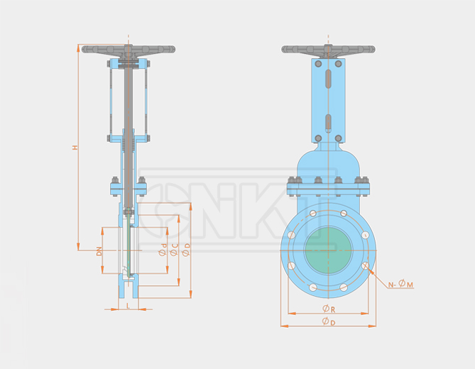 KMZ43x-10c /P Manual dark plate one-way sealing knife gate valve