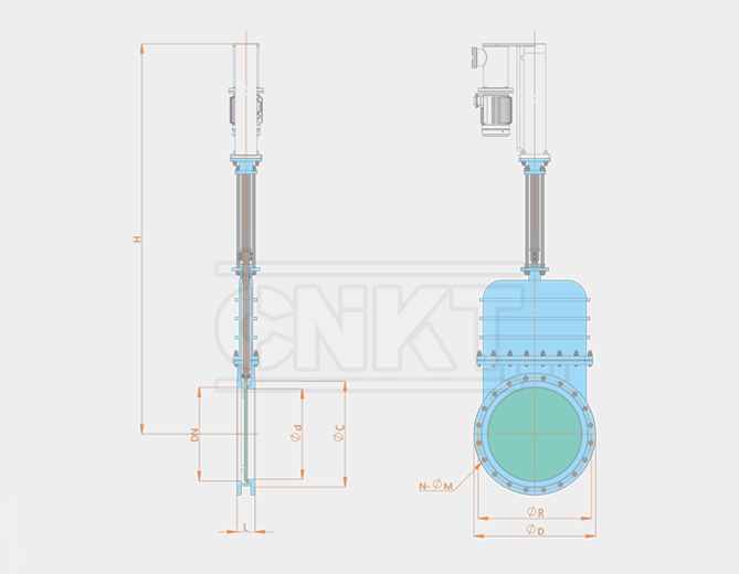 KMZ243x-10c /P electrohydraulic moving dark plate one-way sealing knife gate valve