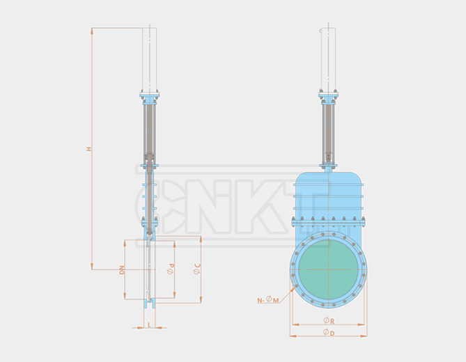 KMZ743x-10c /P liquid moving dark plate one-way sealing knife gate valve